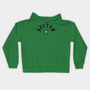 Boston Beantown Clover Basketball Fan T-Shirt: Show Your Pride for Boston & Hoops Kids Hoodie